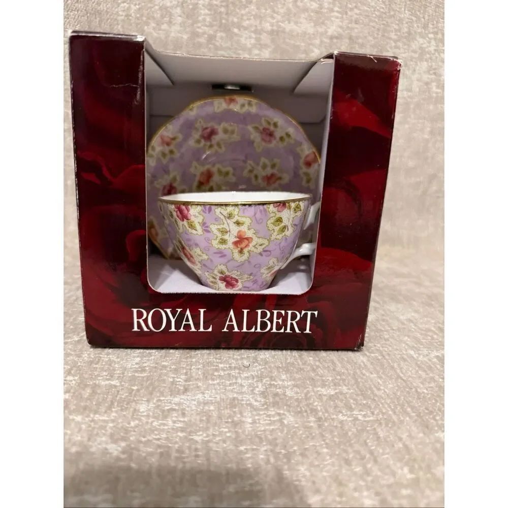 NWT Royal Albert Home Floral Footed Teacup And Saucer Set Lilac OS